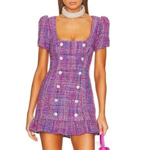 MAJORELLE Marseille Mini Dress in Pink Berry Tweed